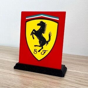 Ferrari Red and Yellow Horse Emblem Sculpture